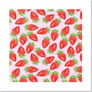 strawberry pattern Posters and Art